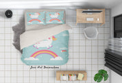 3D Cartoon Unicorn Rainbow Quilt Cover Set Bedding Set Duvet Cover Pillowcases SF120- Jess Art Decoration
