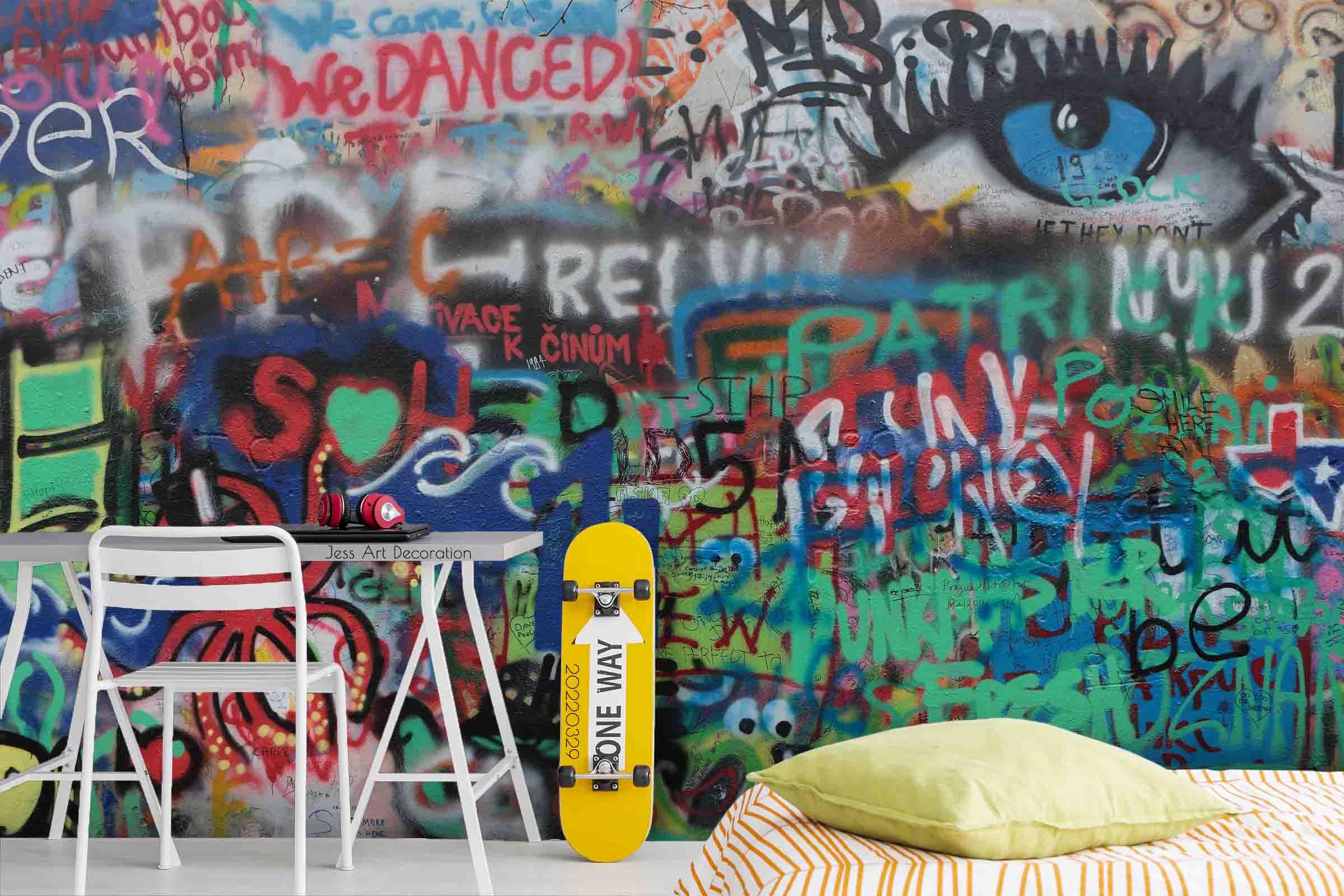 3D Abstract Art Graffiti Alphabet Eye Wall Mural Wallpaper GD 4082- Jess Art Decoration