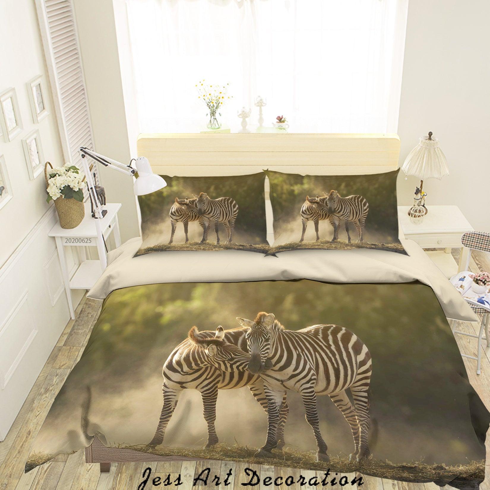 3D Zebra Quilt Cover Set Bedding Set Duvet Cover Pillowcases SF27- Jess Art Decoration