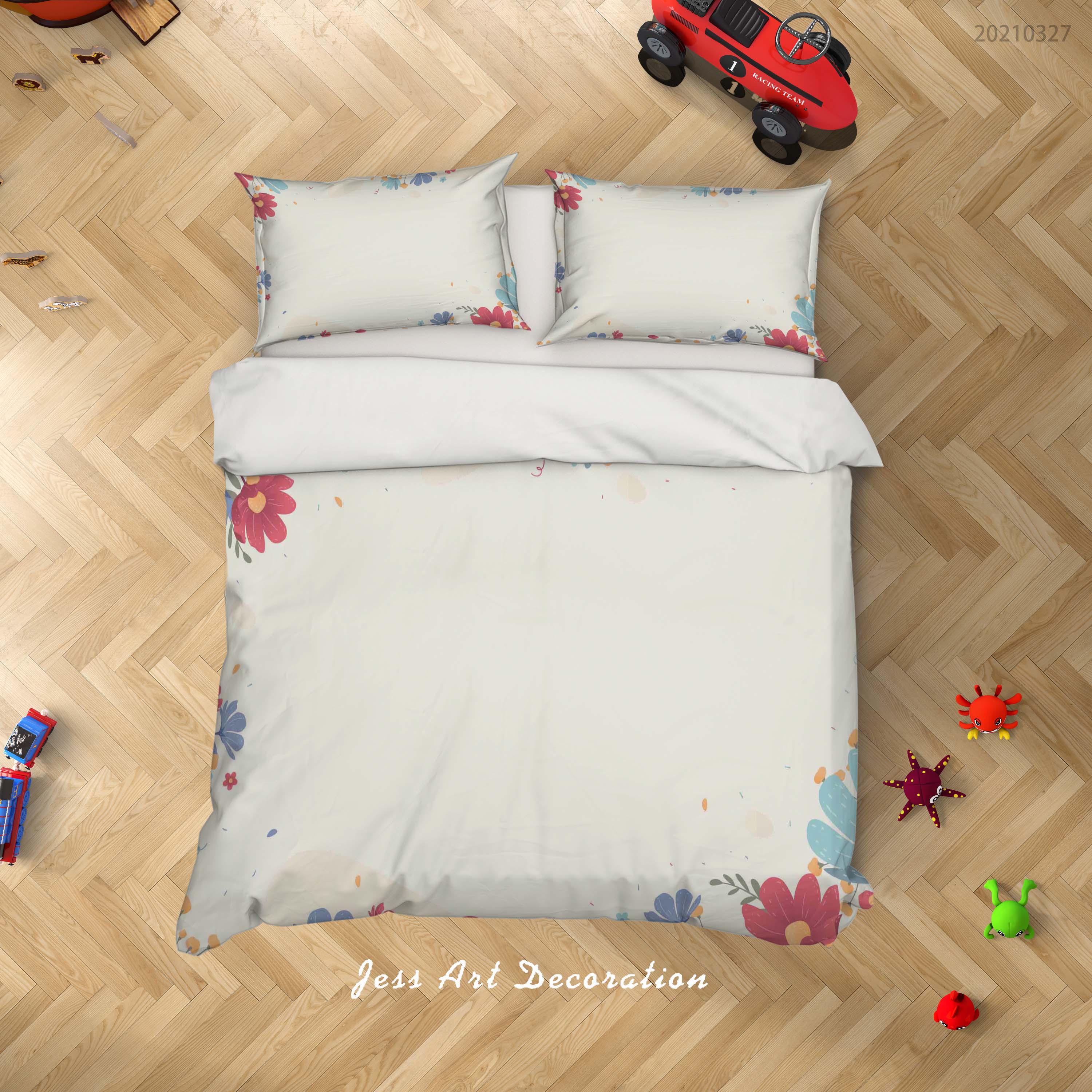 3D Watercolor Color Floral Quilt Cover Set Bedding Set Duvet Cover Pillowcases 48- Jess Art Decoration