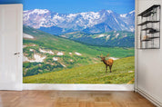 3D Snow Mountain Grassland Elk Wall Mural Wallpaper 34- Jess Art Decoration