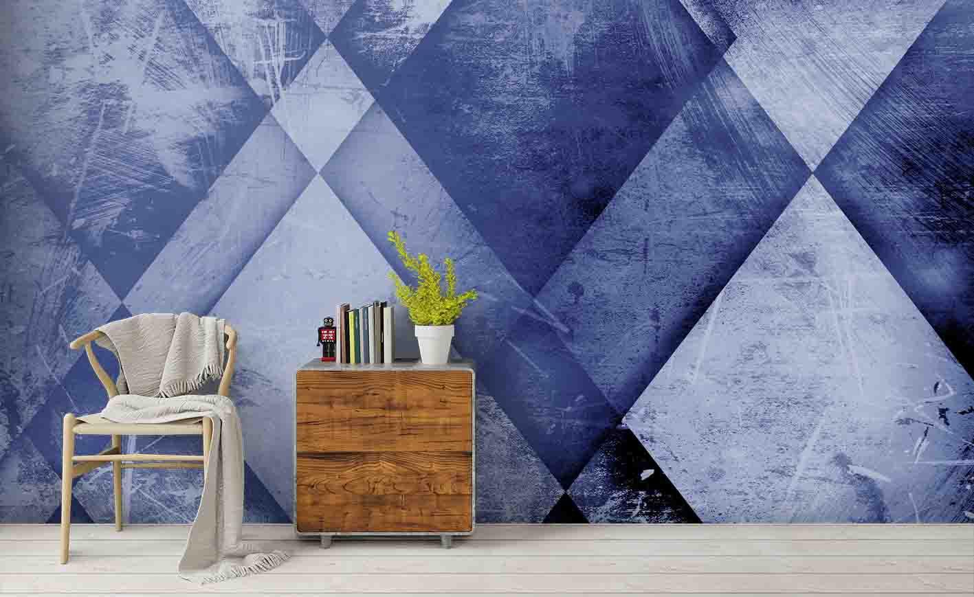 3D Dark Blue Square Wall Mural Wallpaper 87- Jess Art Decoration