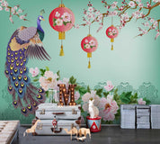 3D Peacock Plum Blossom Lantern Wall Mural Wallpaper 34 LQH- Jess Art Decoration