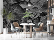 3D Black Slate Rock dark slate rock texture wall mural wallpaper for dining room