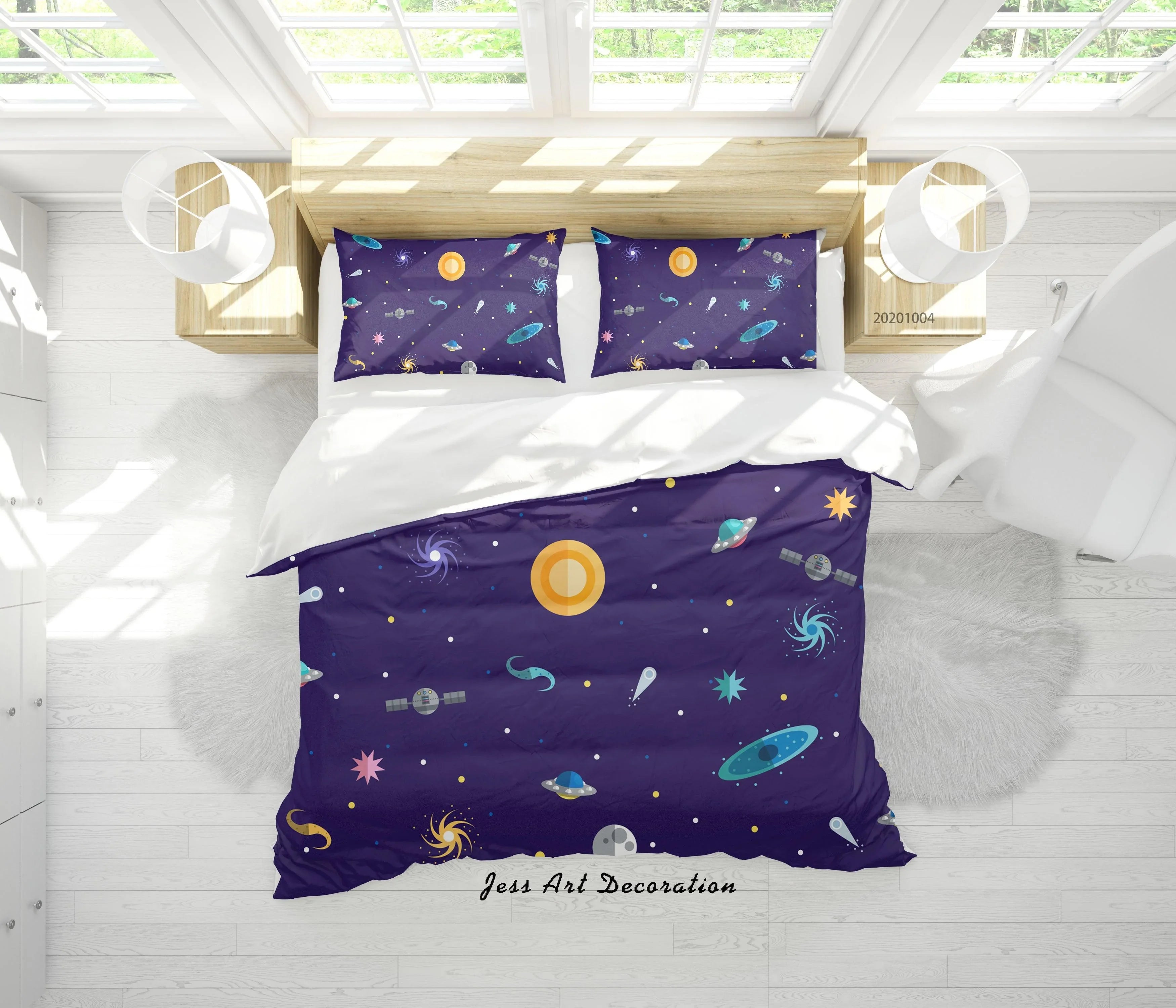 3D Planet Star Moon Astronaut Quilt Cover Set Bedding Set Duvet Cover Pillowcases WJ 9285- Jess Art Decoration