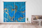 3D Watercolor Blue Marble Texture Curtains and Drapes LQH 32- Jess Art Decoration