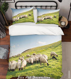 3D Flock Sheep Grazing Meadow Quilt Cover Set Bedding Set Duvet Cover Pillowcases WJ 1933- Jess Art Decoration