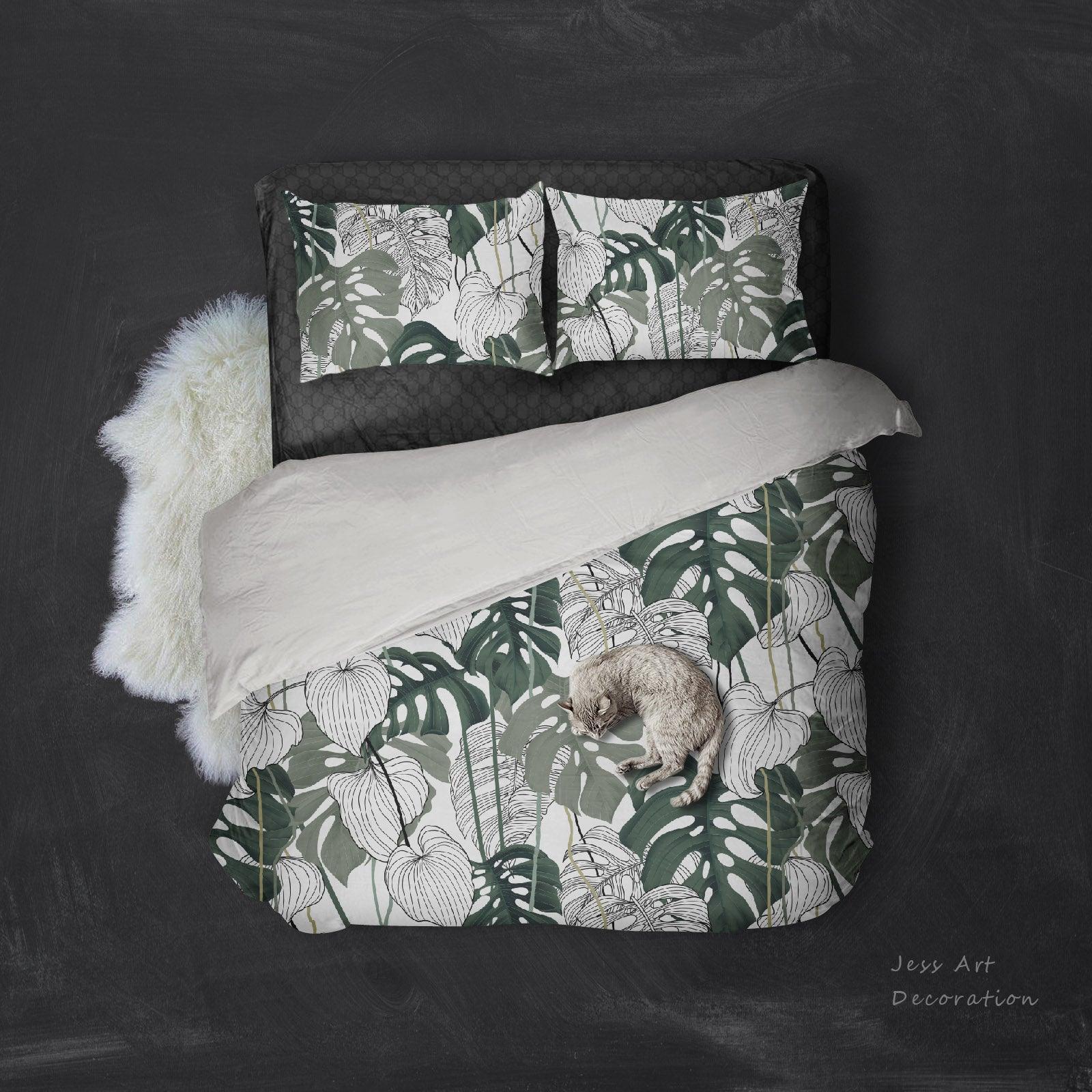 3D Green Plant Leaf Pattern Quilt Cover Set Bedding Set Pillowcases  5- Jess Art Decoration