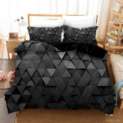 3D Abstract Black Geometry Triangle Quilt Cover Set Bedding Set Duvet Cover Pillowcases 252- Jess Art Decoration