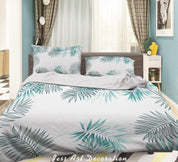 3D Watercolor Green Leaf Quilt Cover Set Bedding Set Duvet Cover Pillowcases 10- Jess Art Decoration
