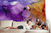 3D Abstract Marble Texture Purple Yellow Wall Mural Wallpaper GD 270- Jess Art Decoration