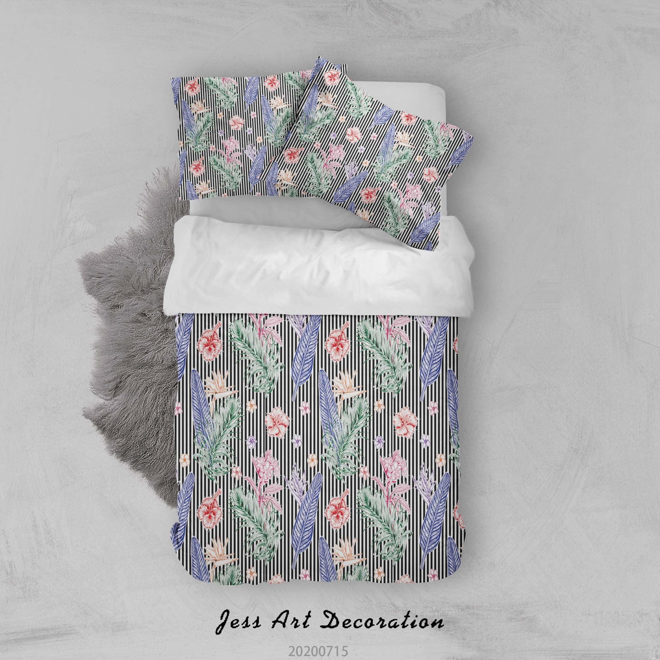 3D Colourful Plant Leaves Floral Pattern Quilt Cover Set Bedding Set Duvet Cover Pillowcases WJ 3868- Jess Art Decoration