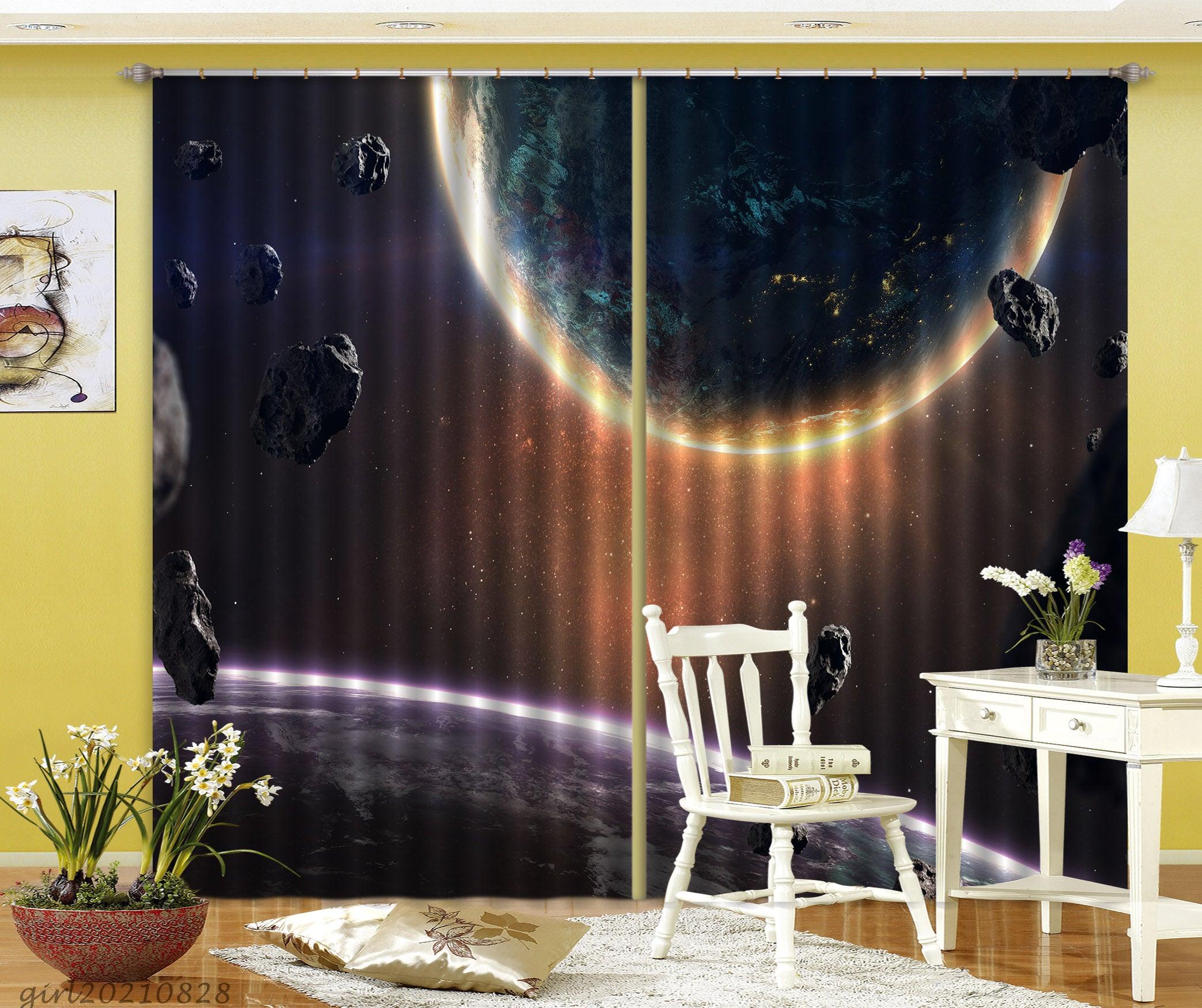 3D Space Planet Meteorite Curtains and Drapes LQH 36- Jess Art Decoration
