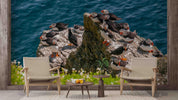 3D Sea Rock Seabirds Wall Mural Wallpaper SWW1676- Jess Art Decoration