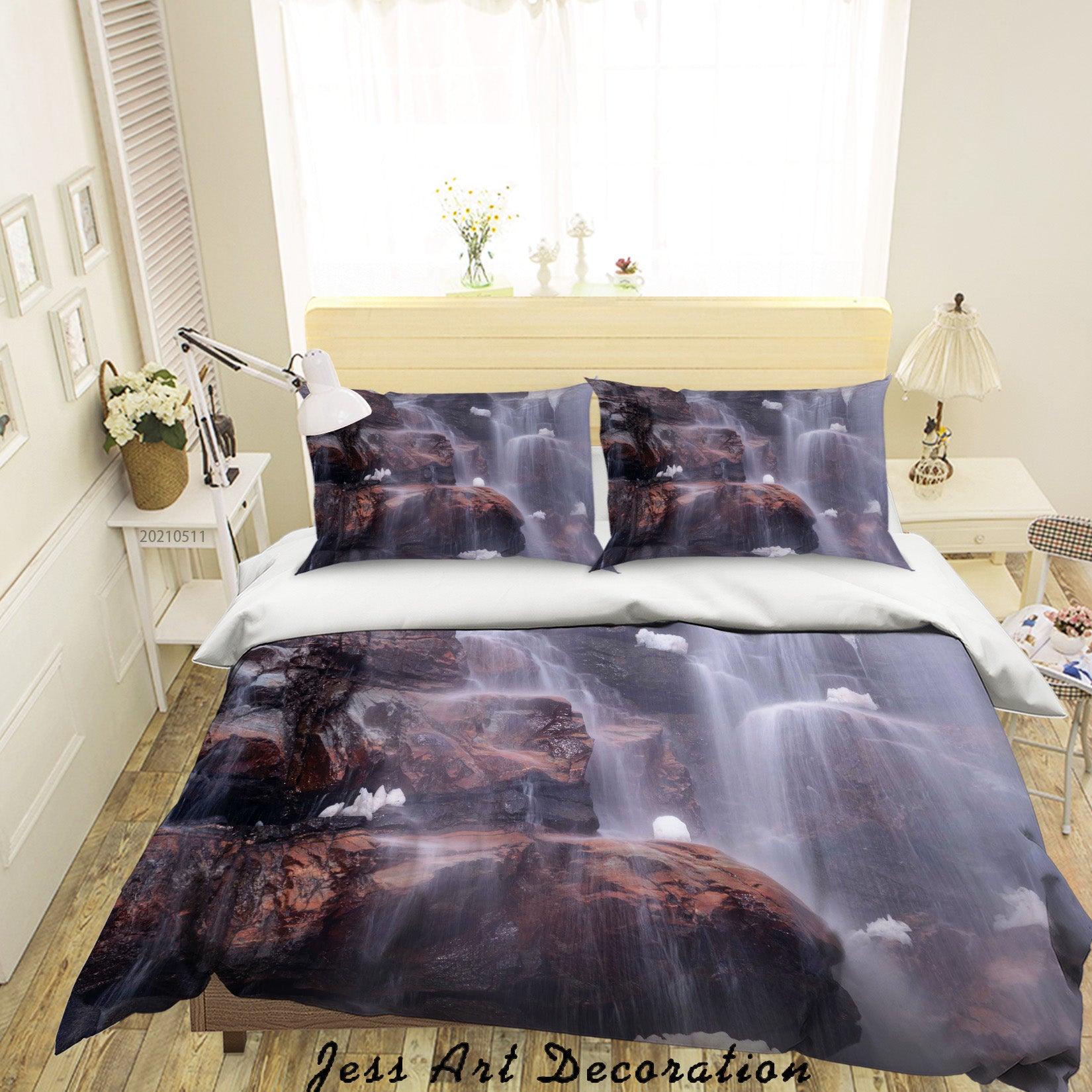 3D Rock Waterfall Landscape Quilt Cover Set Bedding Set Duvet Cover Pillowcases 525- Jess Art Decoration
