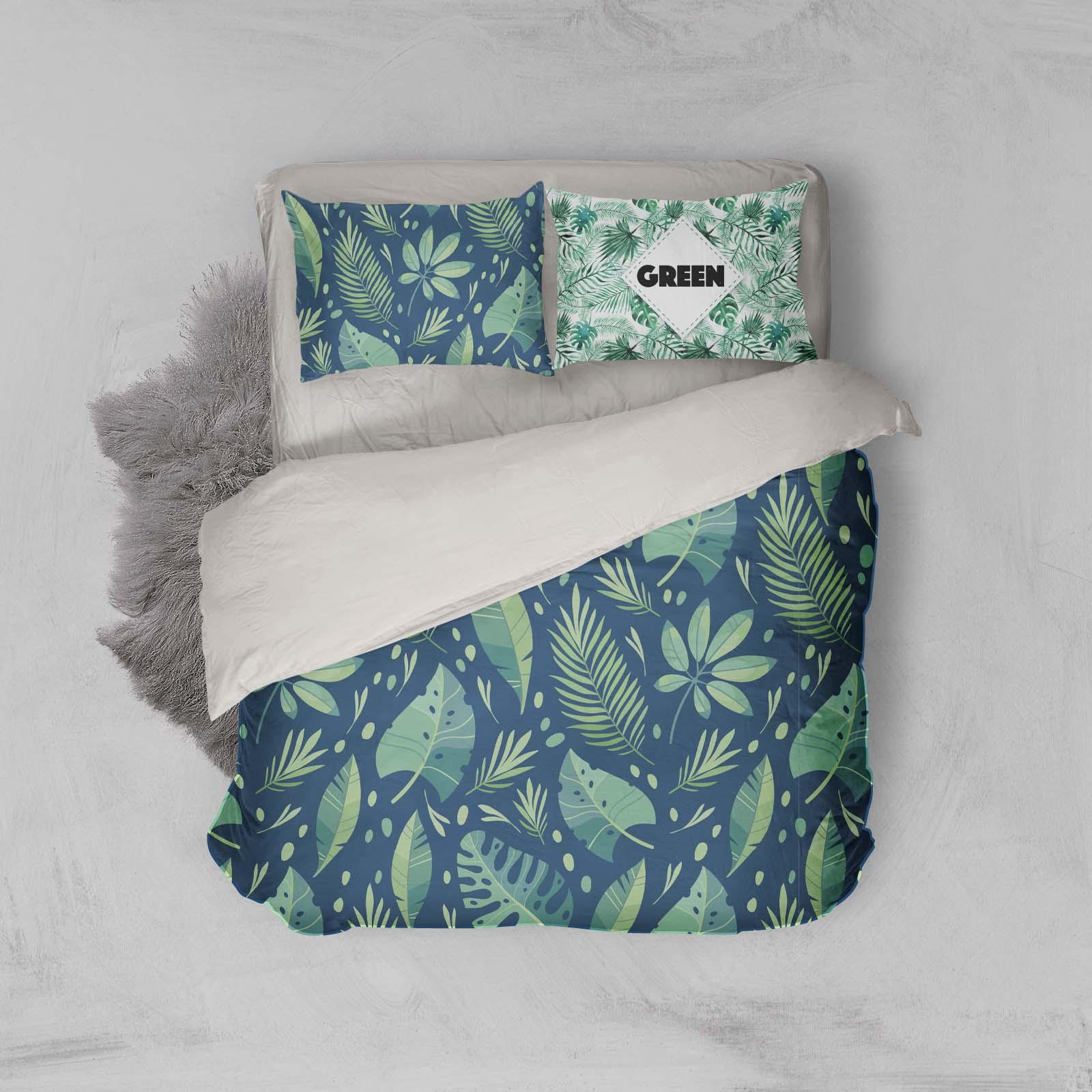 3D Blue Green Leaves Quilt Cover Set Bedding Set Pillowcases 17- Jess Art Decoration