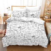 3D School Supplies Graffiti Quilt Cover Set Bedding Set Duvet Cover Pillowcases 3- Jess Art Decoration