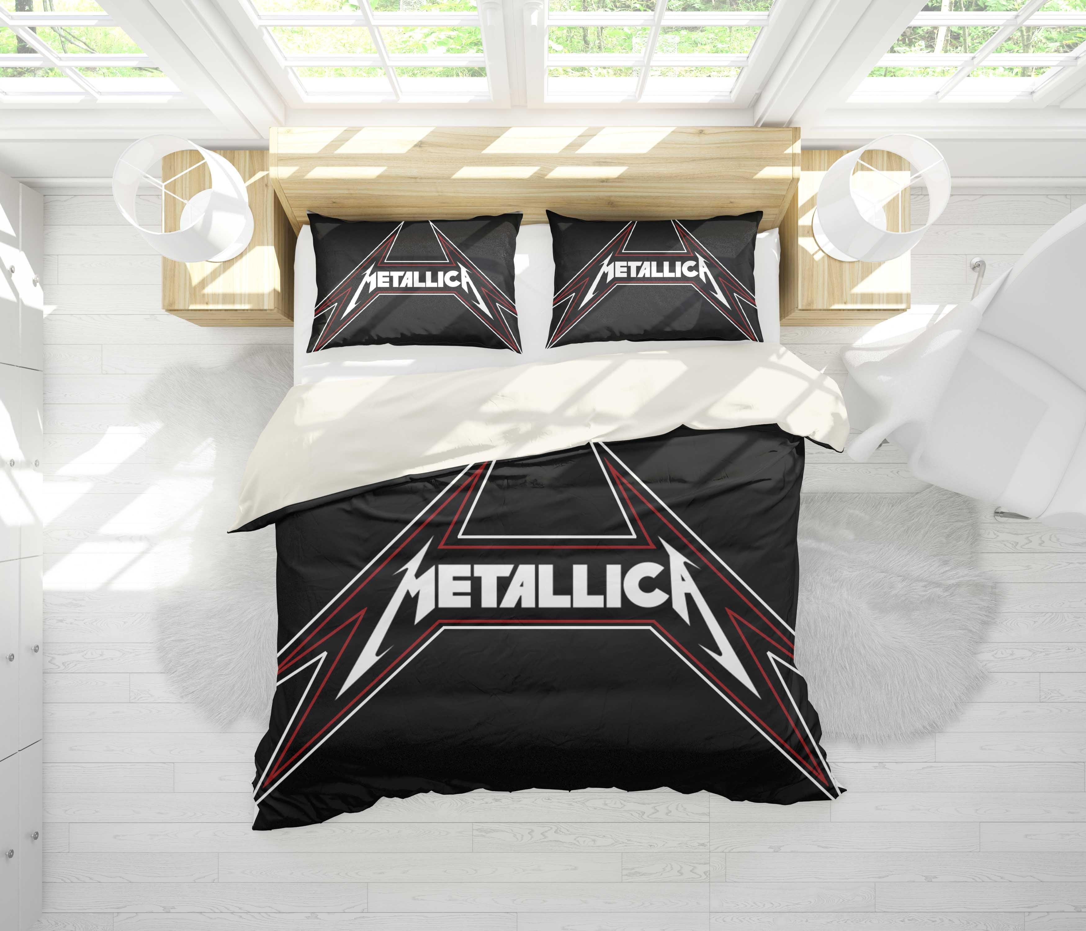 3D Metallica Rock Band Quilt Cover Set Bedding Set Pillowcases 37- Jess Art Decoration