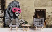 3D Banksy Gorilla Pink Mask Wall Mural Wallpaper ZY D28- Jess Art Decoration