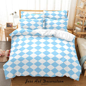3D Abstract Blue Geometric Pattern Quilt Cover Set Bedding Set Duvet Cover Pillowcases 87- Jess Art Decoration