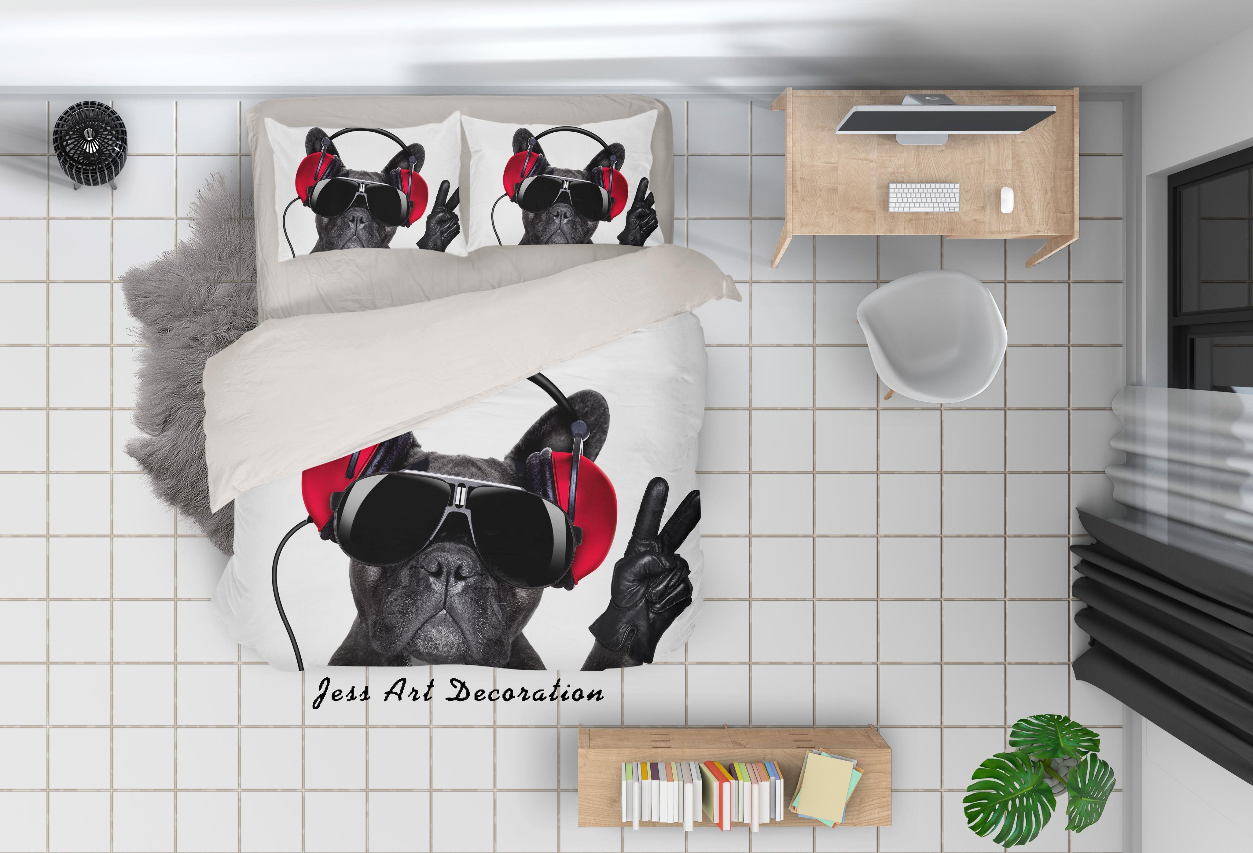 3D White Bulldog Quilt Cover Set Bedding Set Pillowcases 26- Jess Art Decoration