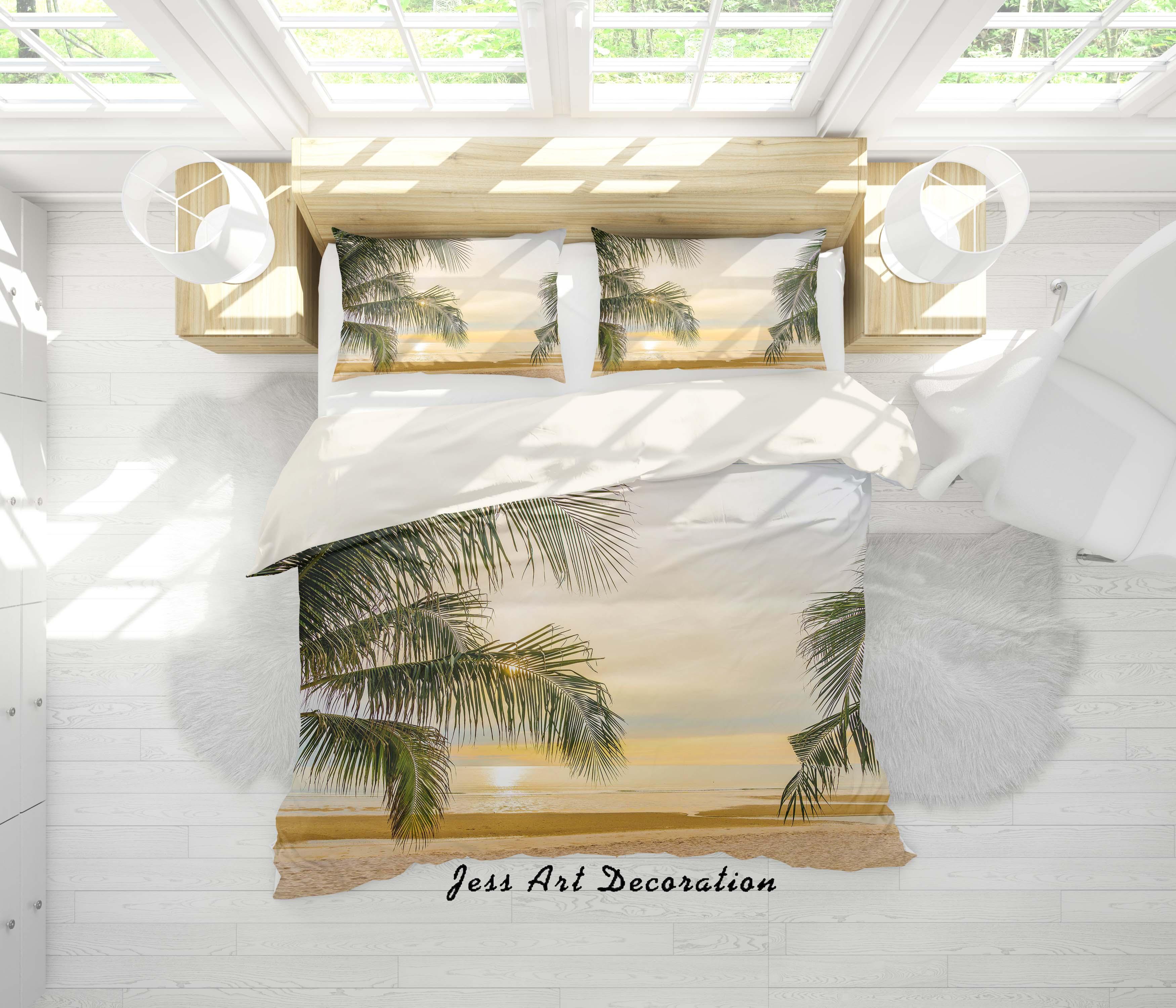 3D Sunset Tropical Beach Quilt Cover Set Bedding Set Pillowcases 05- Jess Art Decoration