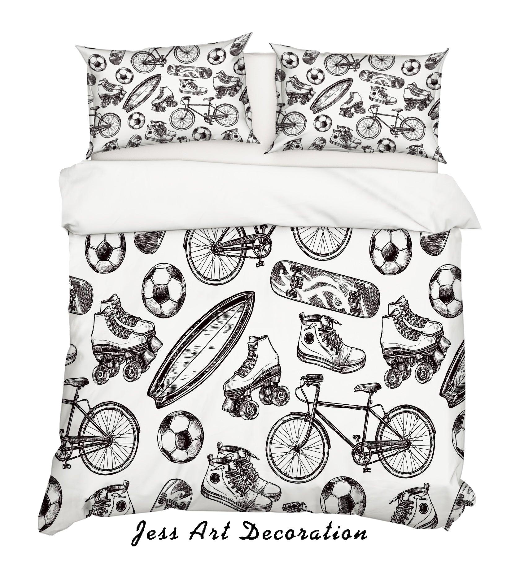 3D White Bike Shoes Skates Skateboard Quilt Cover Set Bedding Set Pillowcases 62- Jess Art Decoration