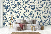 3D Dark Blue Leaves Wall Mural Wallpaper 100- Jess Art Decoration