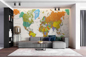 3D Colorful World Map Wall Mural Wallpaper LXL 2287- Jess Art Decoration