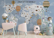 3D Cartoon World Map Wall Mural Wallpaper sww 131- Jess Art Decoration