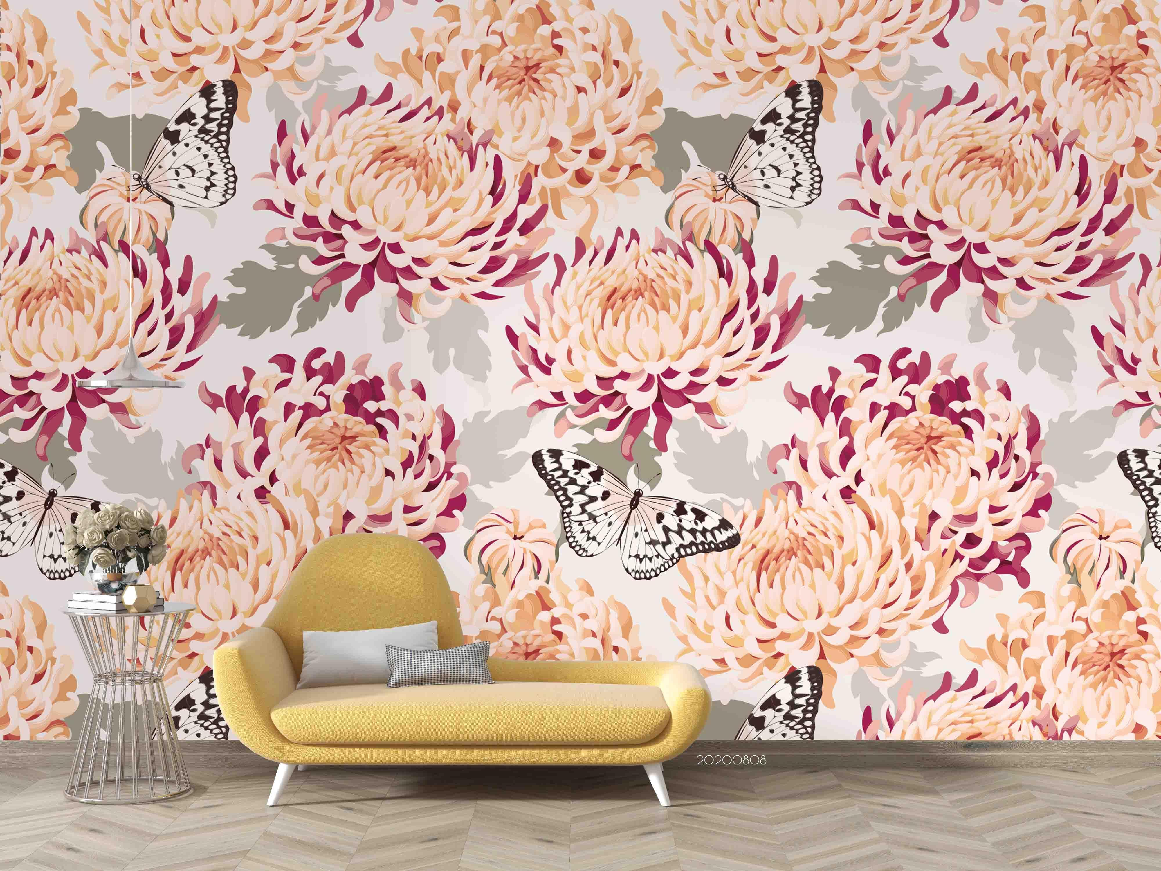 3D Floral Illustration Buttefly Wall Mural Wallpaper LXL 674- Jess Art Decoration