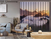 3D Mountain Peak Woods White Fog Surrounded Curtains and Drapes GD 813- Jess Art Decoration