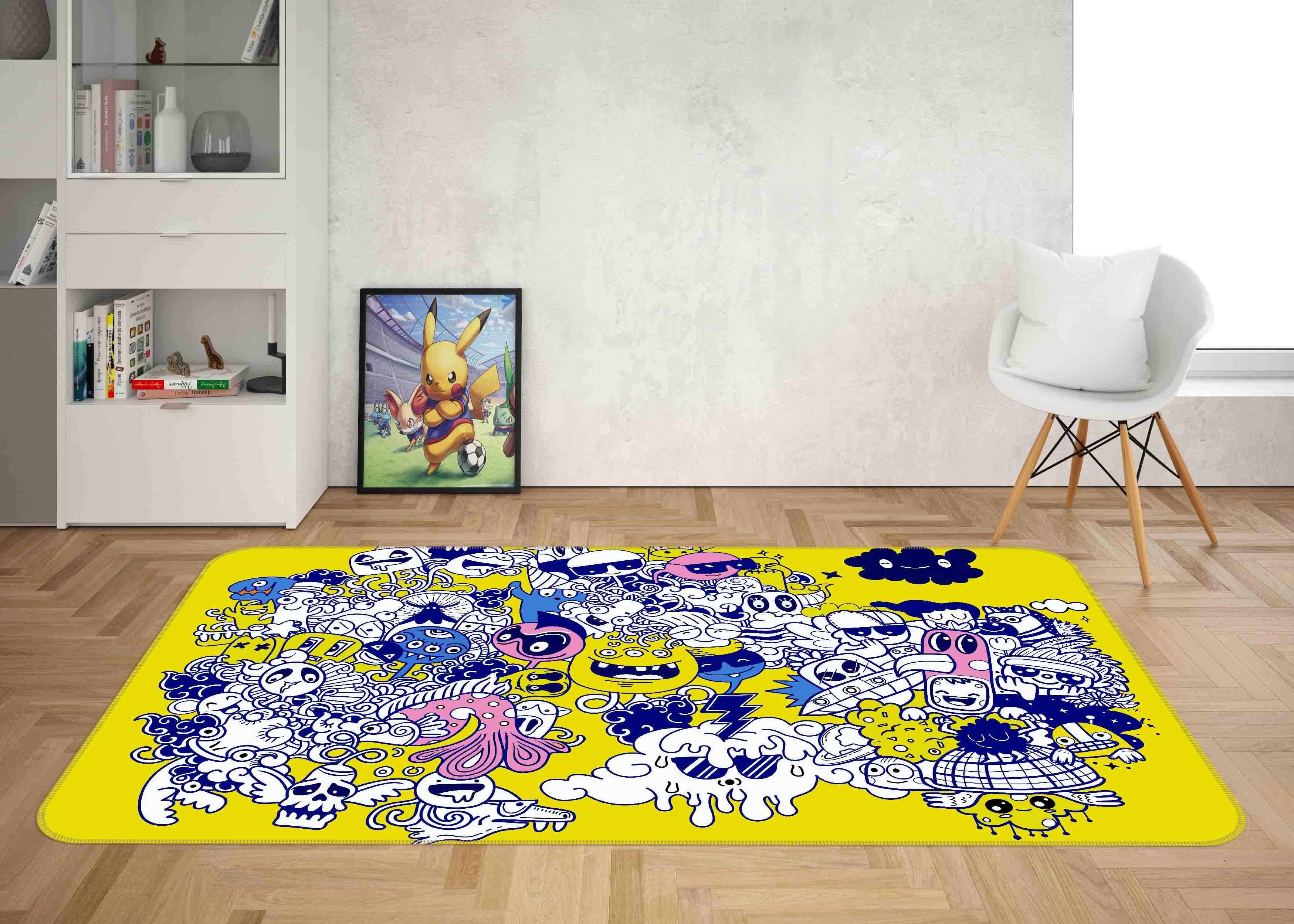 3D Hand Painted Monster Graffiti Non-Slip Rug Mat A647 LQH- Jess Art Decoration