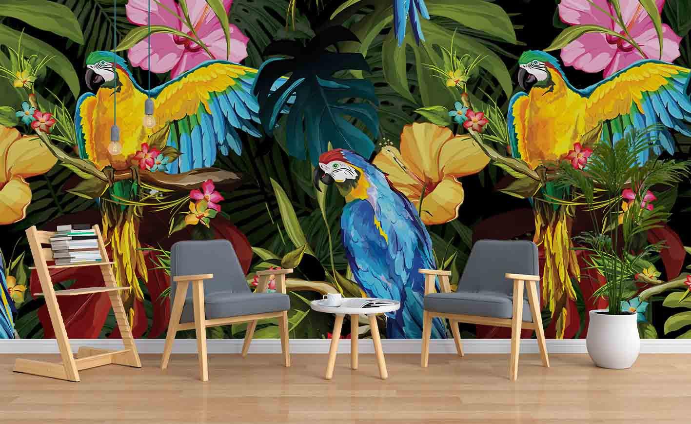 3D Oil Painting Parrot Plants Wall Mural Wallpaper 75- Jess Art Decoration