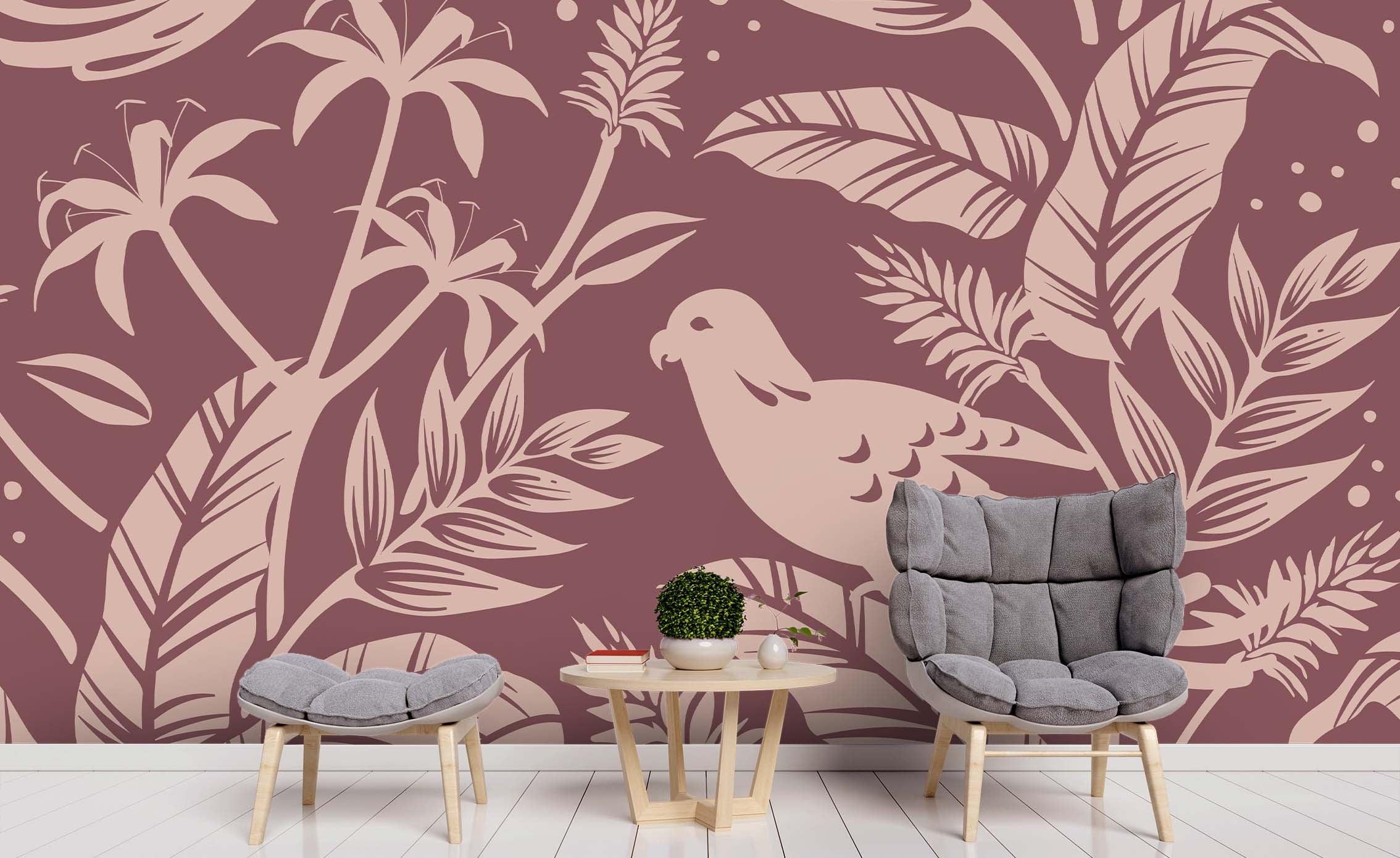 3D Tropical Colored Leaves Bird Wall Mural Wallpaper 92 LQH- Jess Art Decoration