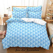 3D Abstract Geometric Blue Triangle Quilt Cover Set Bedding Set Duvet Cover Pillowcases 91- Jess Art Decoration