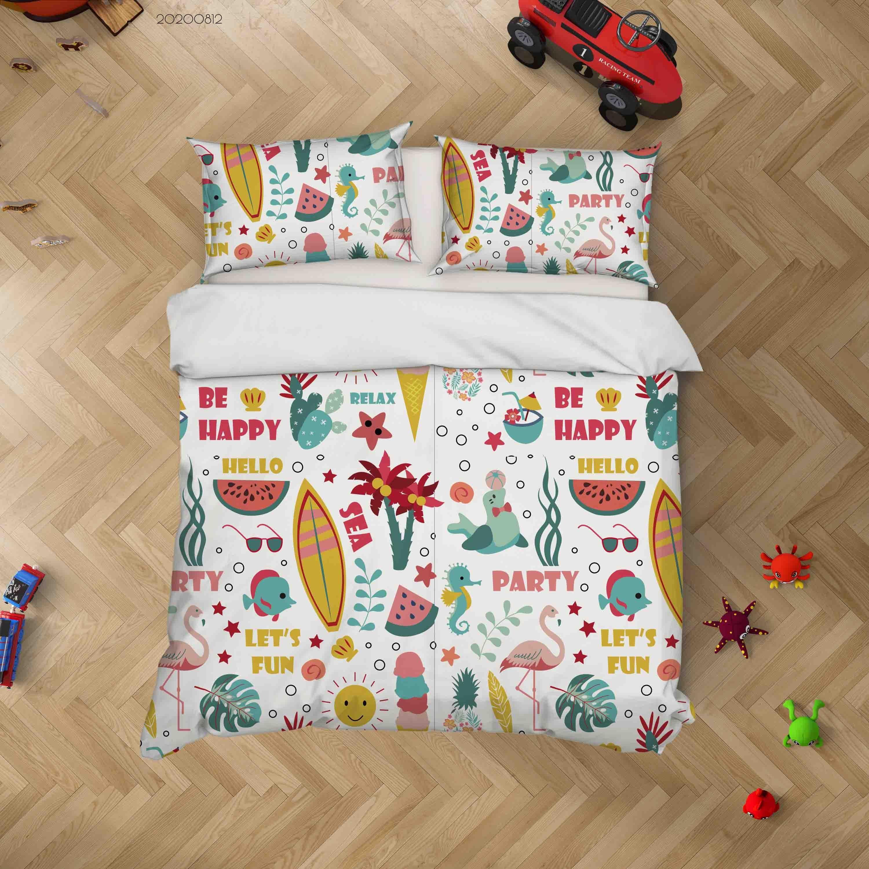 3D Colorful Surfboard Watermelon Quilt Cover Set Bedding Set Duvet Cover Pillowcases LXL- Jess Art Decoration