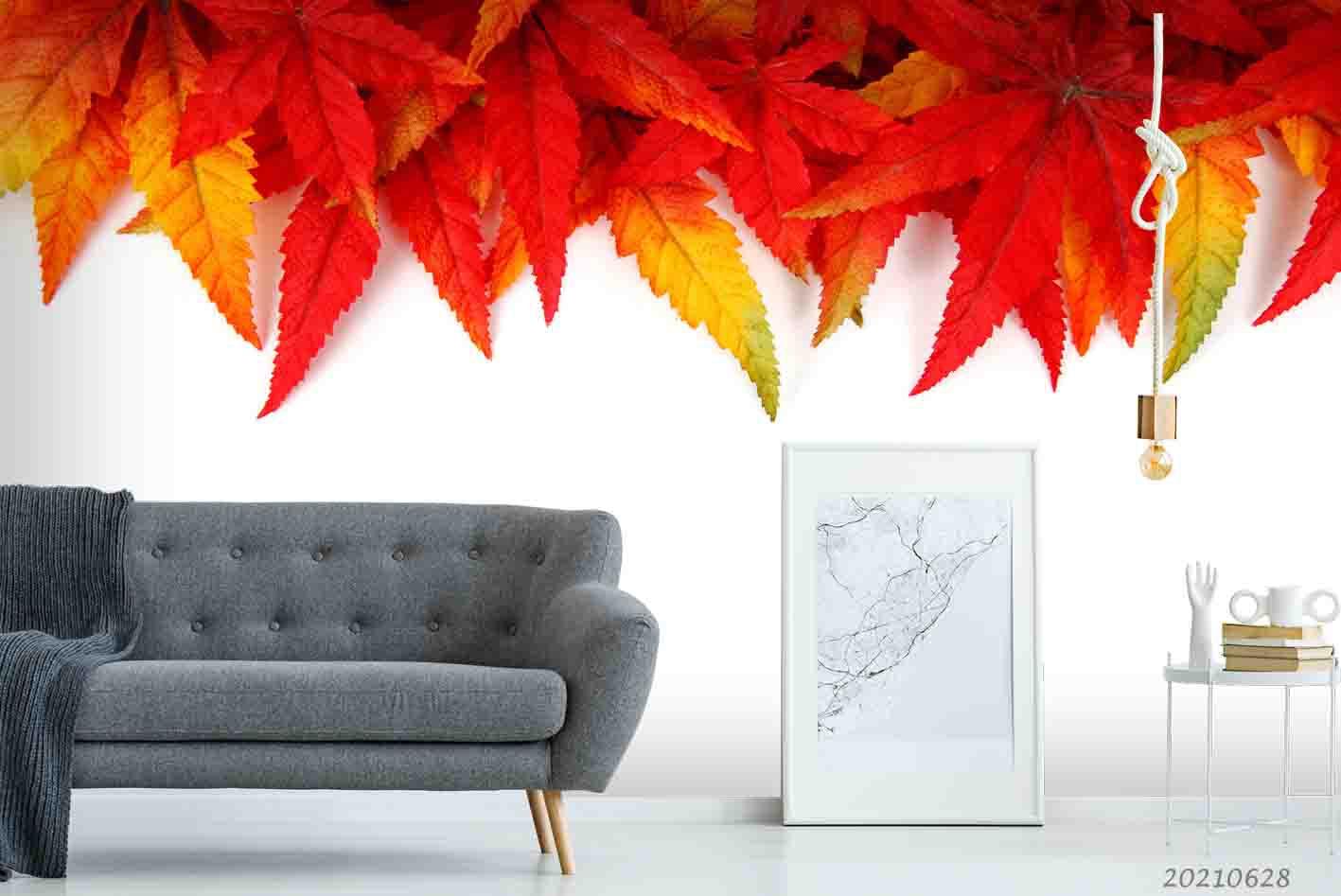 3D Red Maple Leaf Wall Mural Wallpaper LQH 7- Jess Art Decoration