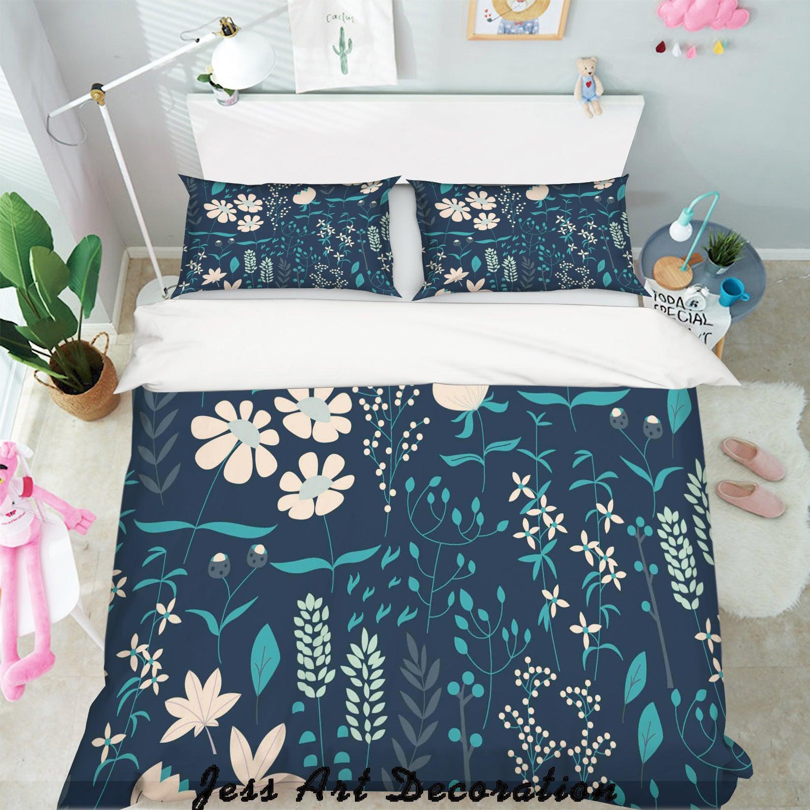 3D White Flowers Pattern Quilt Cover Set Bedding Set Pillowcases 334- Jess Art Decoration