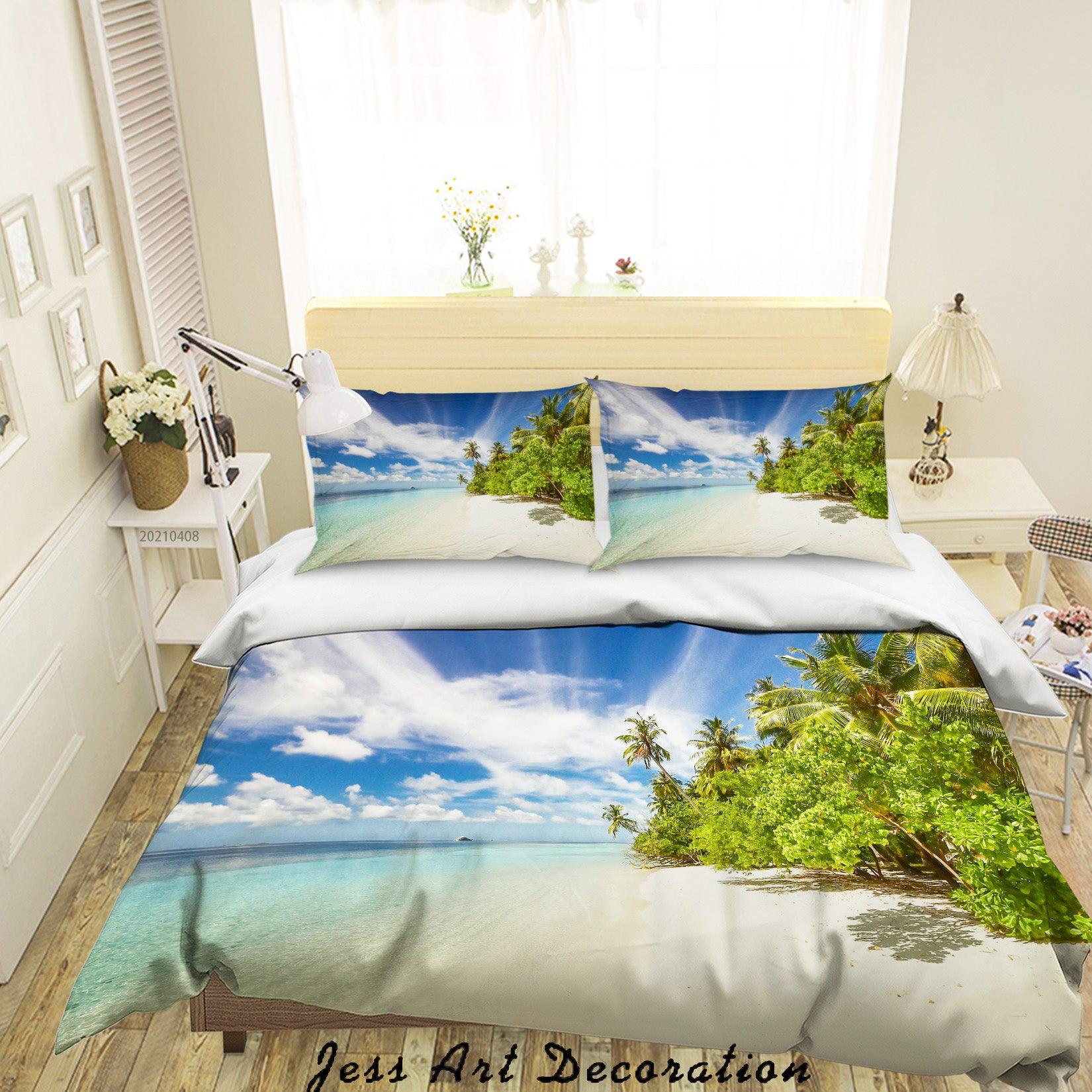 3D Tropical Sky Beach Forest Quilt Cover Set Bedding Set Duvet Cover Pillowcases 150- Jess Art Decoration