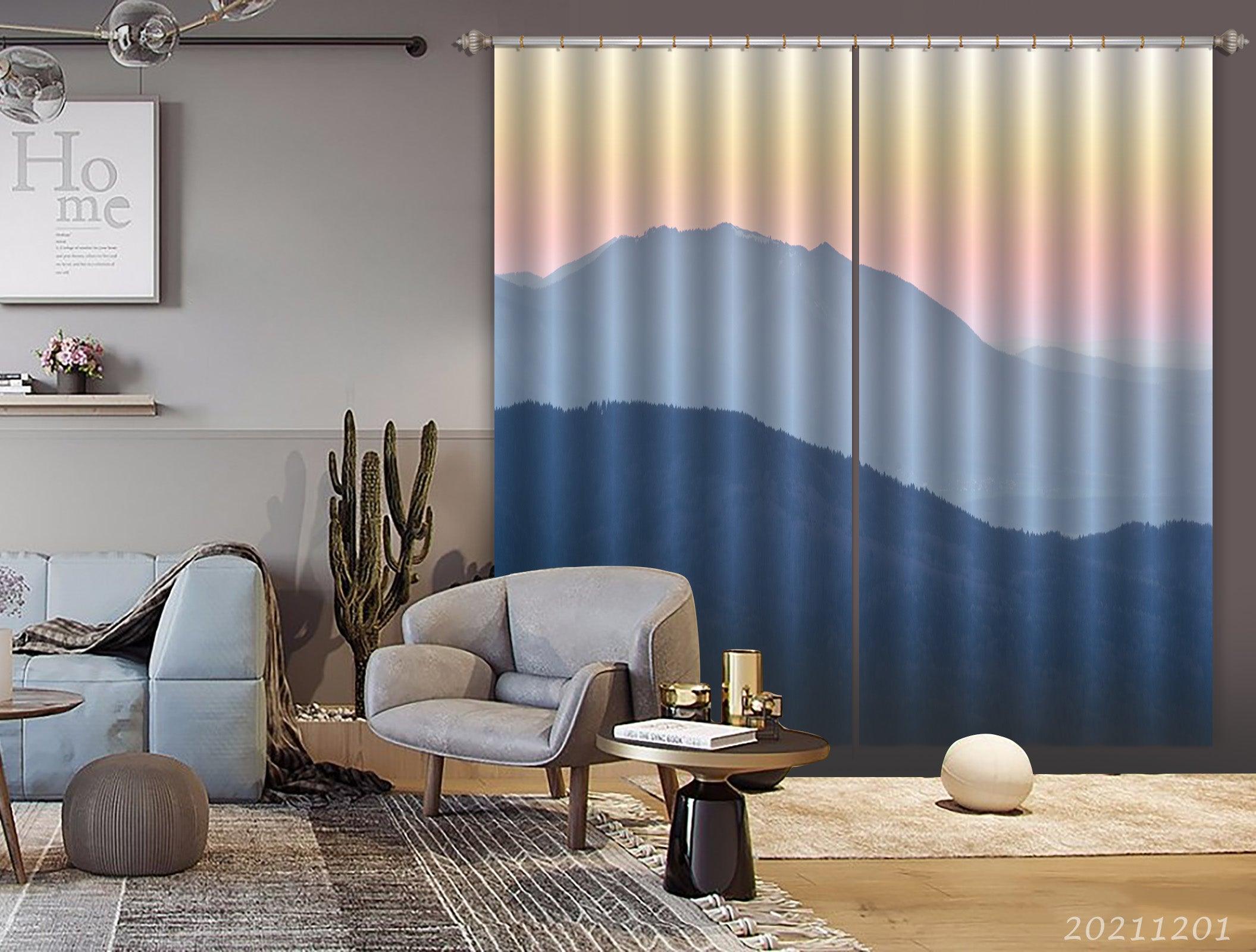 3D Mountain Sunshine Landscape Blue Curtains and Drapes LLL 240- Jess Art Decoration