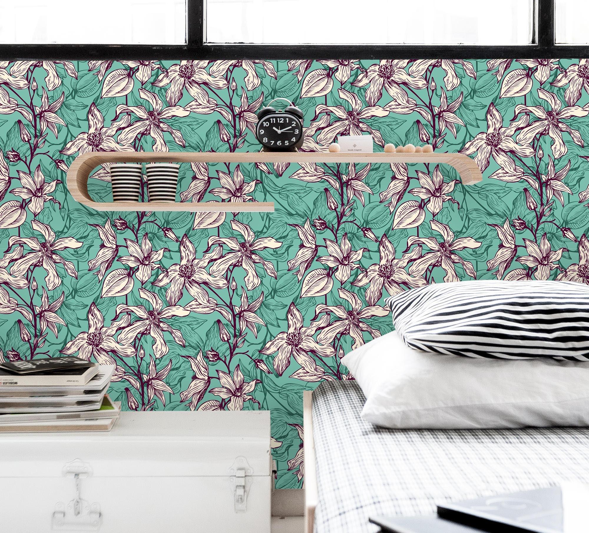 3D Green Flower Pattern Wall Mural Wallpaper 46- Jess Art Decoration