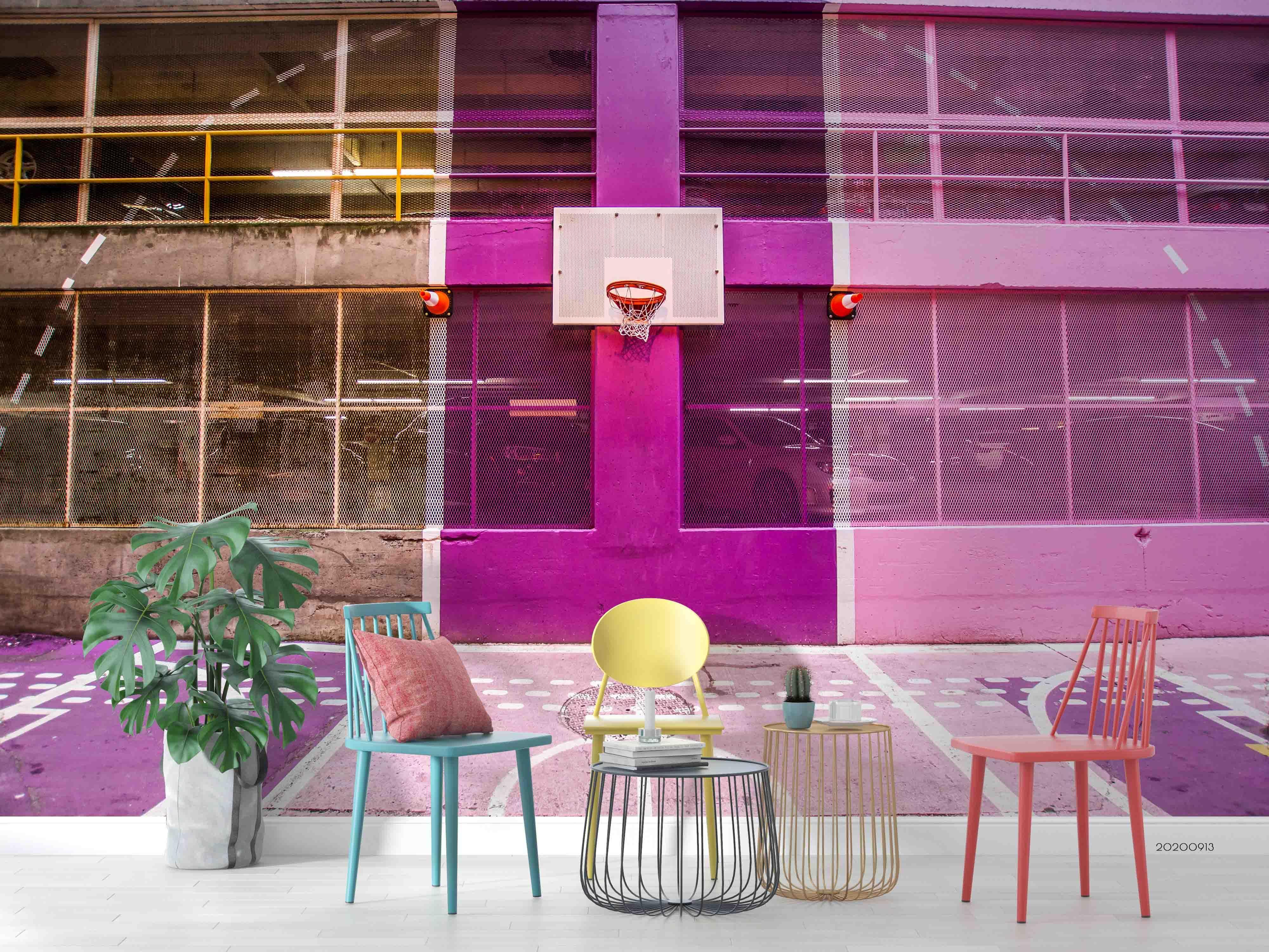 3D Sports Colorful Modern Basketball Field Wall Mural Wallpaper LXL- Jess Art Decoration