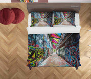 3D Abstract Colored Street Graffiti Quilt Cover Set Bedding Set Duvet Cover Pillowcases 50- Jess Art Decoration