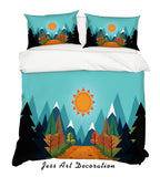 3D Cartoon Green Plant Quilt Cover Set Bedding Set Pillowcases 13- Jess Art Decoration