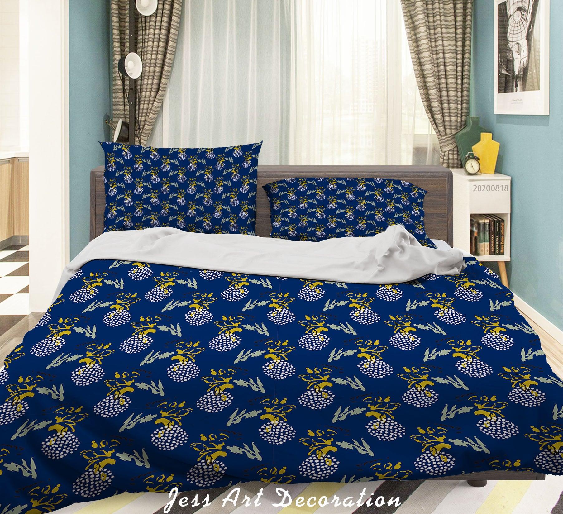 3D Vintage Yellow Floral Painting Quilt Cover Set Bedding Set Duvet Cover Pillowcases LXL- Jess Art Decoration