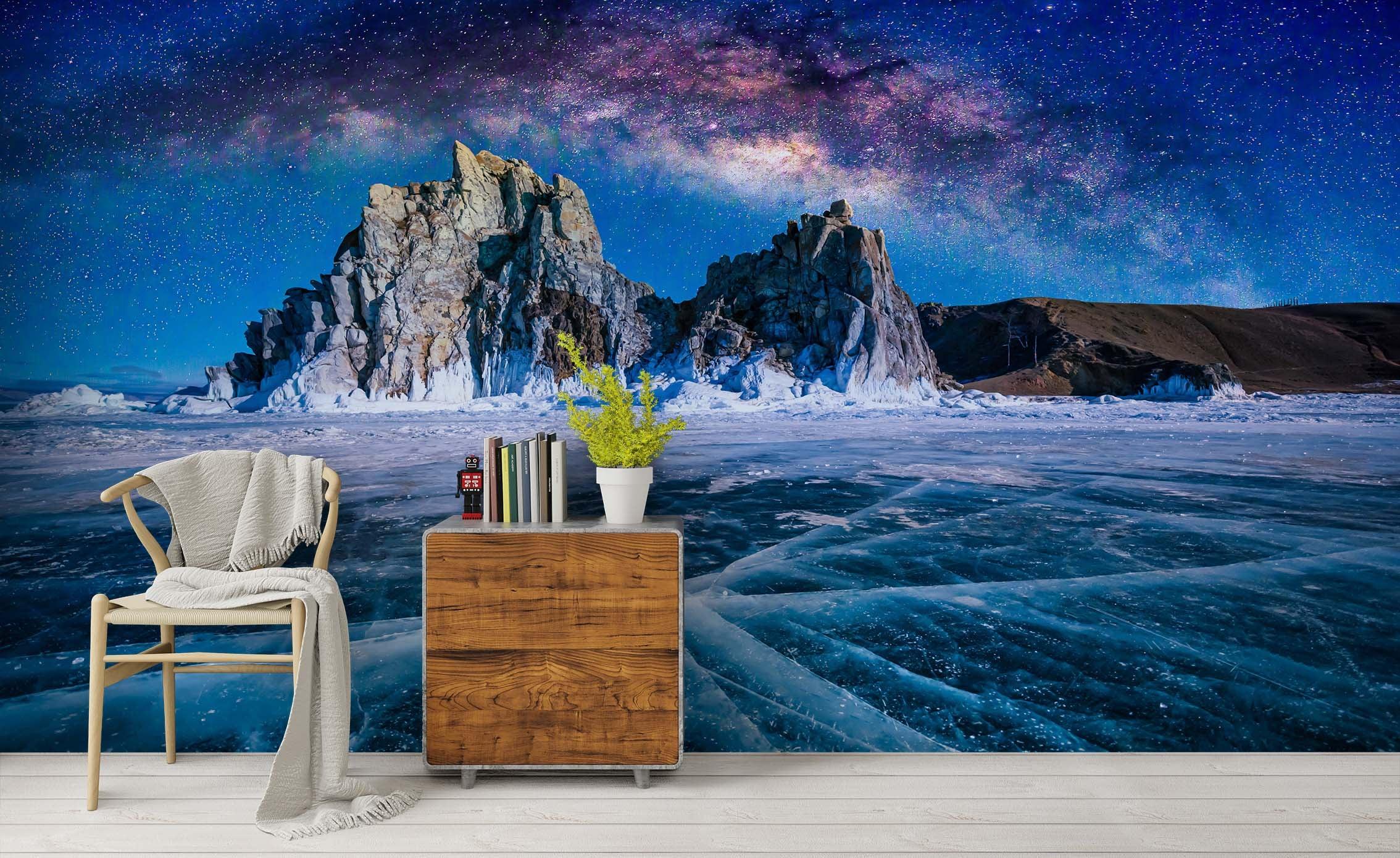 3D Starry Sky Rock Ice Lake Wall Mural Wallpaper 50 LQH- Jess Art Decoration