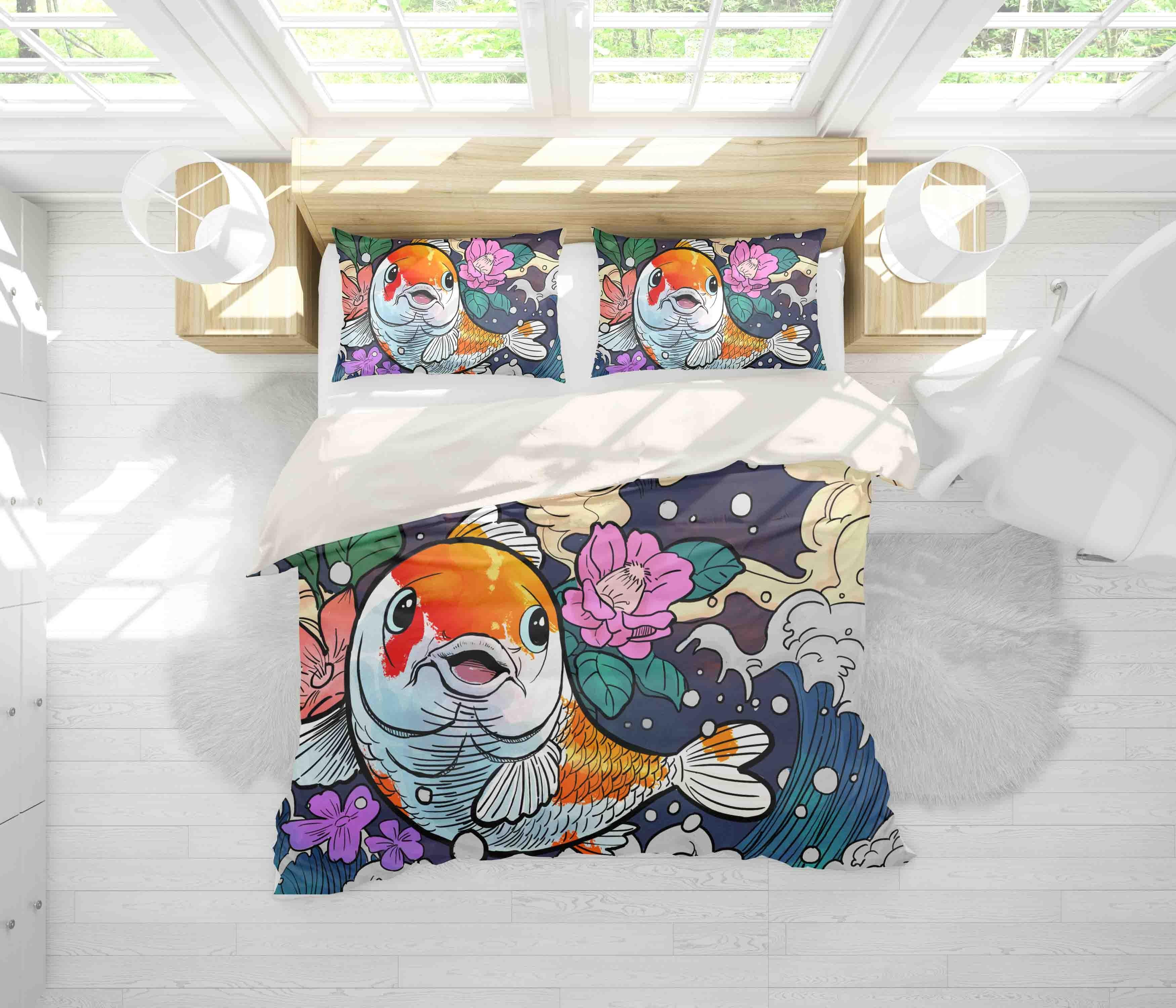 3D Abstract Carp Floral Quilt Cover Set Bedding Set Pillowcases 62- Jess Art Decoration