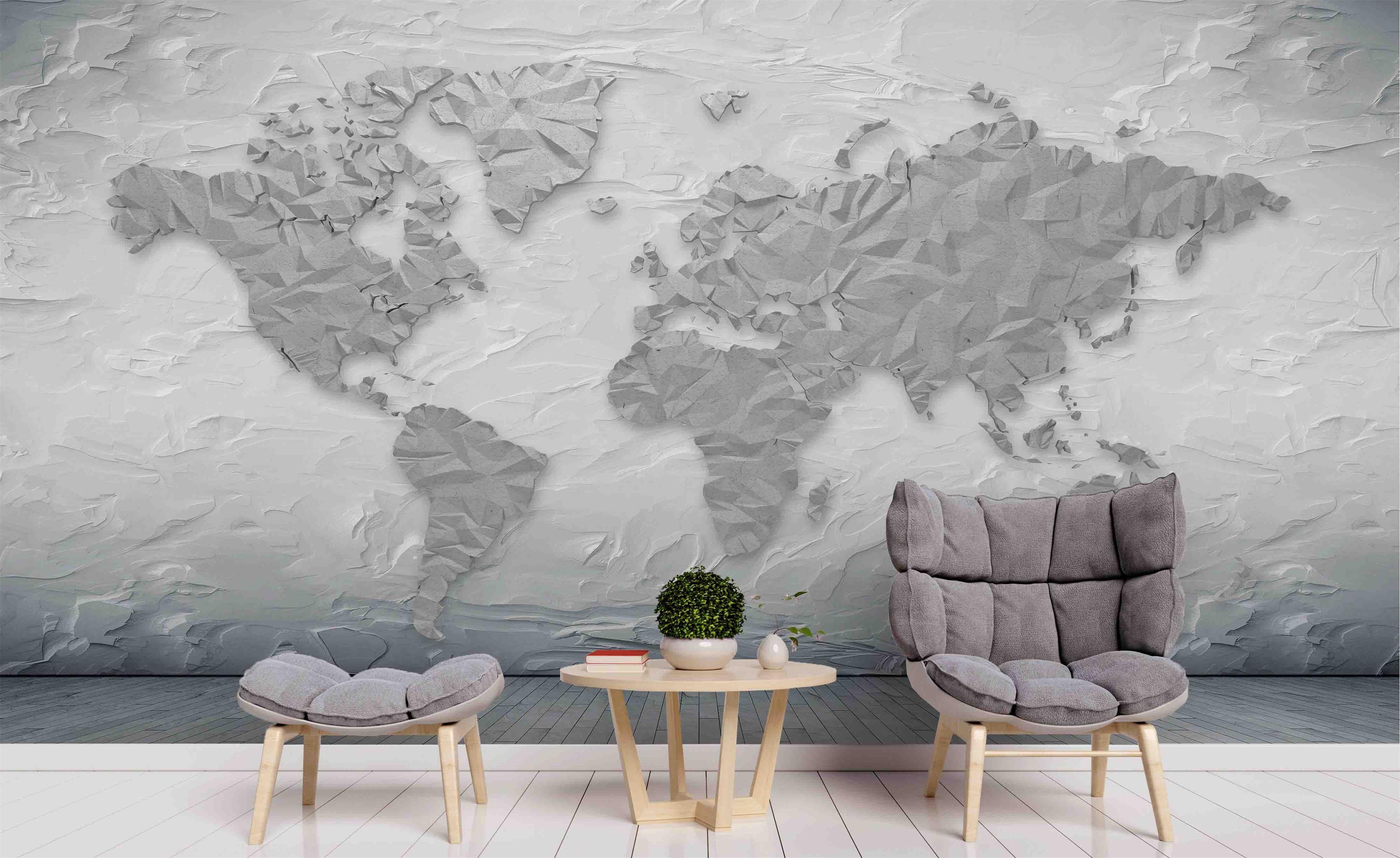 3D Gray Retro World Map Wall Mural Wallpaper 49- Jess Art Decoration