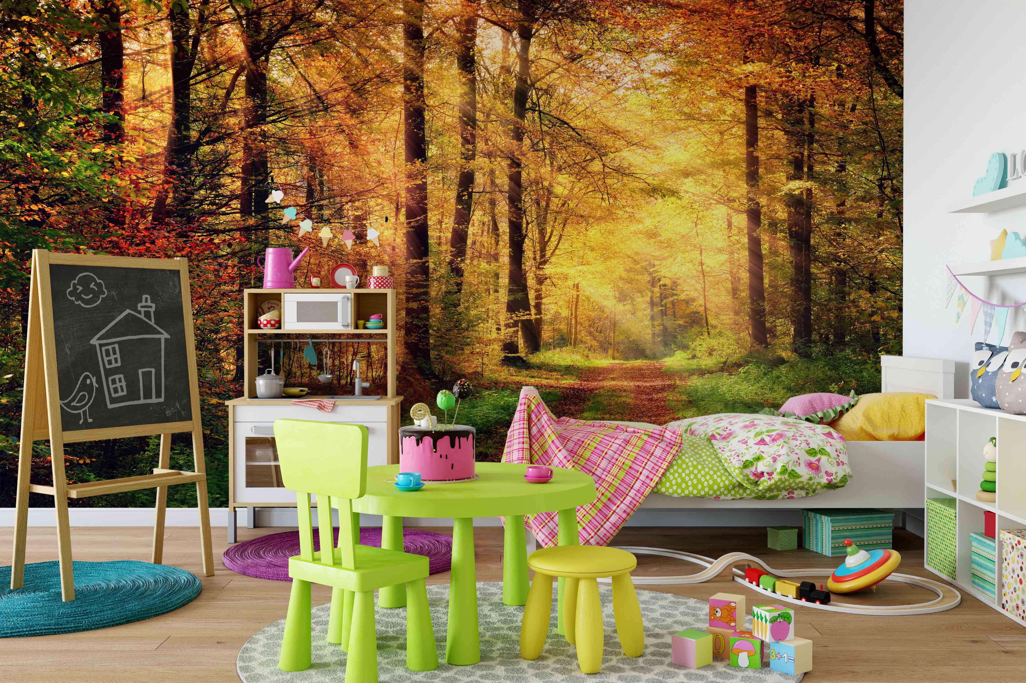 3D Sunshine Forest Autumn Wall Mural Wallpaper 9- Jess Art Decoration